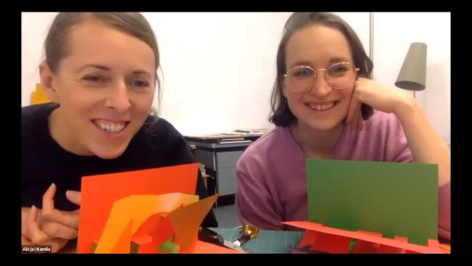 Kamila Bondar and Alicja Bielawska during online workshops for children, 2020