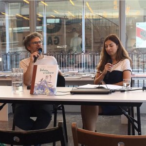 Łukasz Gorczyca, author of the children's book "The Snowman In The Fridge" published by the Foundation, during the meeting in Poznań